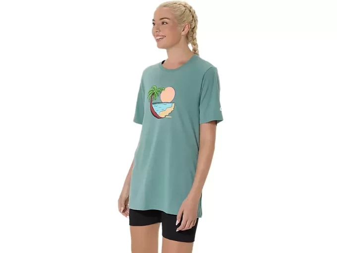 UNISEX ASICS PALM IN THE SUN SHORT SLEEVE TEE