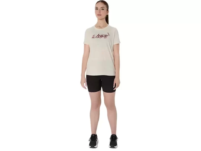 WOMEN’S ASICS FLORAL SLOGAN SHORT SLEEVE TEE