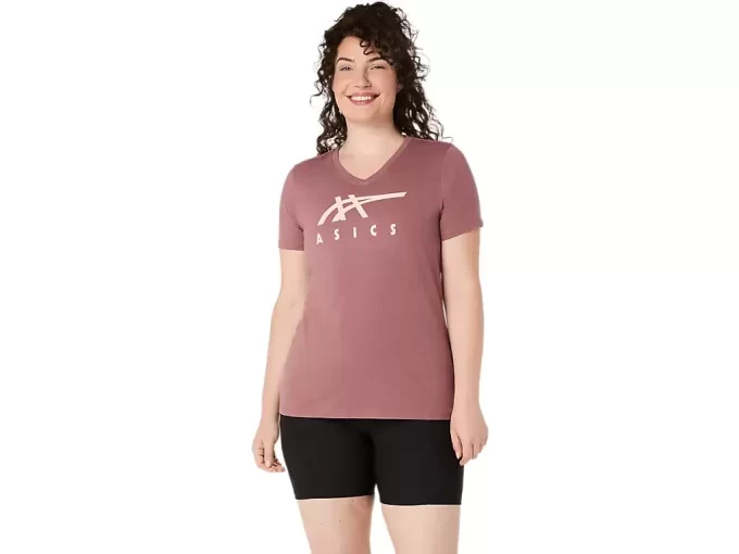 WOMEN’S ASICS STRIPES V-NECK