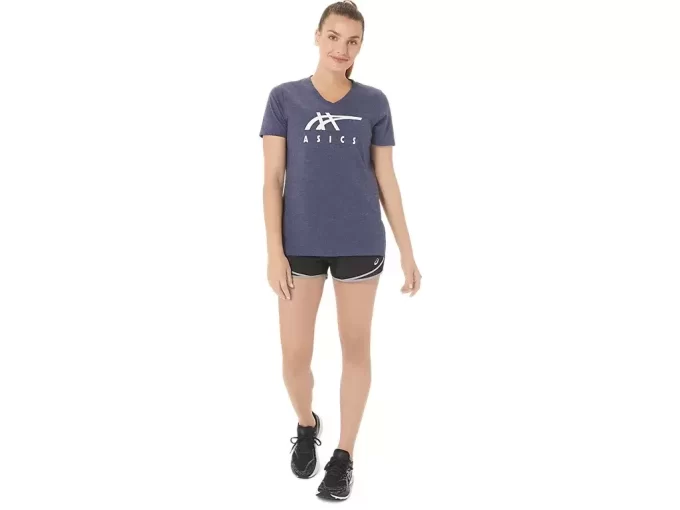 WOMEN’S ASICS STRIPES V-NECK