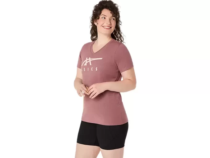WOMEN’S ASICS STRIPES V-NECK