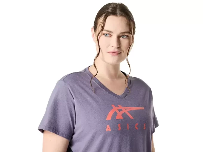 WOMEN’S ASICS STRIPES V-NECK
