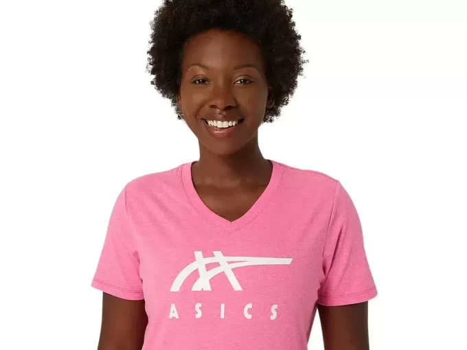 WOMEN’S ASICS STRIPES V-NECK